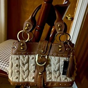 ❤️Final Sale”NWT Cognac RAFE Leather & sweater Lamb bag with dust bag included..